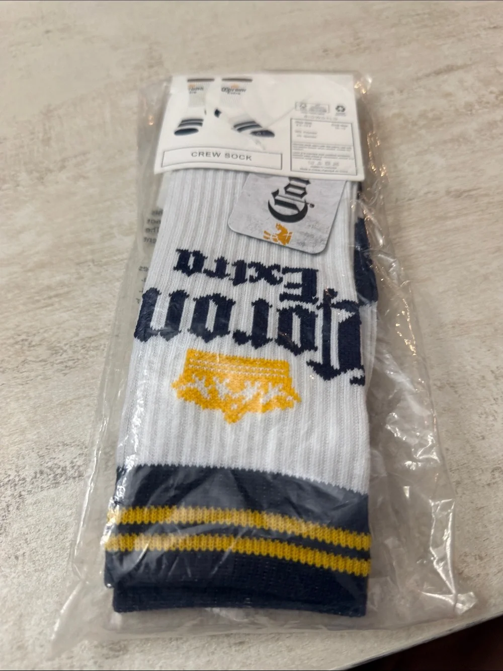 White & Navy Crew Socks corona